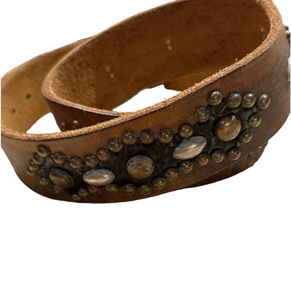 Vintage 1970 Andre Picard Brown Leather Bohemian Belt 38\